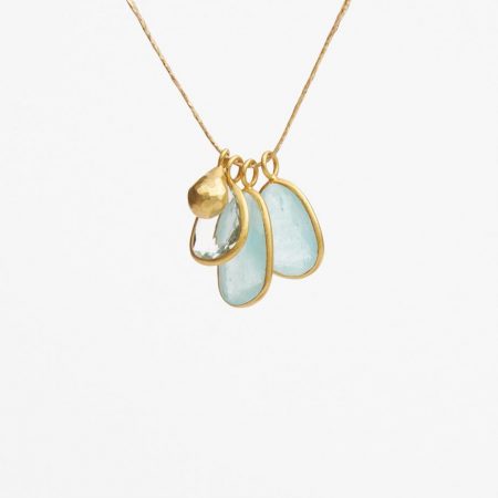 Jewelry | Womens Pippa Small Aquamarine Triple Colette Set Pendant On Cord