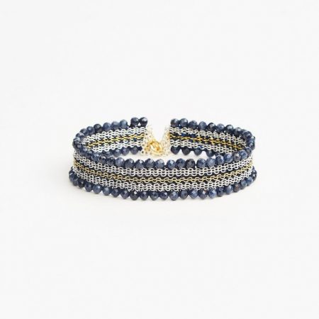 Jewelry | Womens Stephanie Schneider Blue Sapphire Bracelet Silver/ Silk/ Gold Vermeil