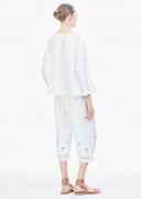 Pants | Womens Aodress Embroidered Silk Pants White/ Blue