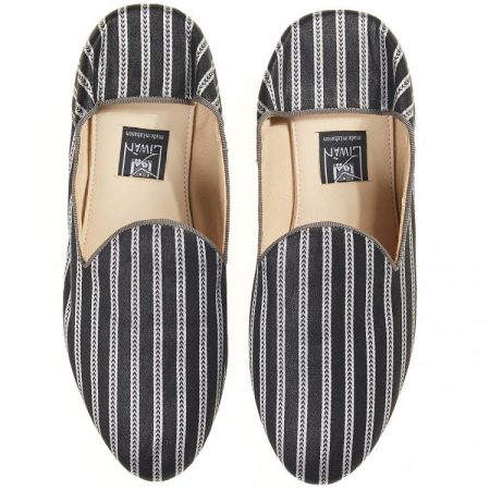 Shoes | Womens Liwan Satin Slippers Black/silver Stripe