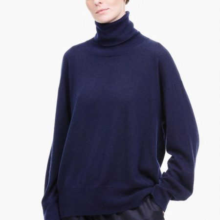 Sweaters | Womens Boboutic Cashmere/ Silk Turtleneck Sweater Navy