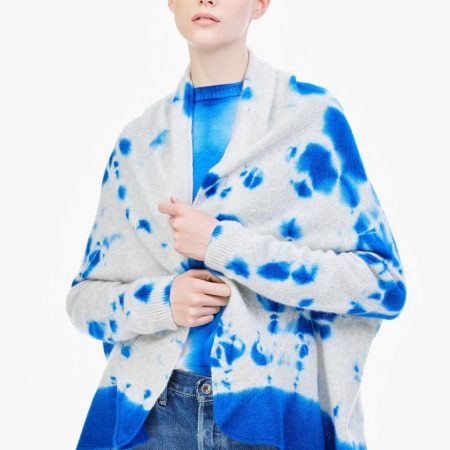 Sweaters | Womens Suzusan Short Cashmere Cape Royal Blue/ Light Gray Madara Shibori