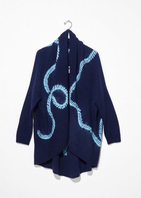 Sweaters | Womens Suzusan Upside-down Cape Navy Blue/ Turquoise Shibori
