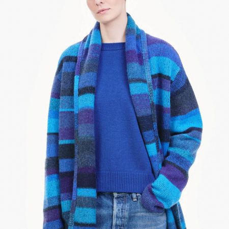 Sweaters | Womens The Elder Statesman Italy Smoking Jacket Bright Blue Stripes