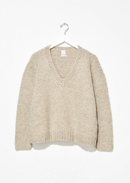Sweaters | Womens Zanini Hand Knit Yak V-neck Sweater Raw White