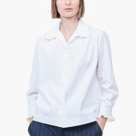Tops | Womens Zanini Cotton Shirt With Ruffles White